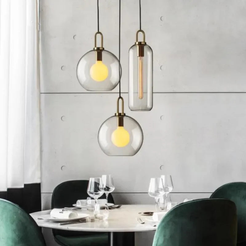 DecorBites™ Glass Ball Pendant Light Fixture for Kitchen Dining Room Bedroom Lighting