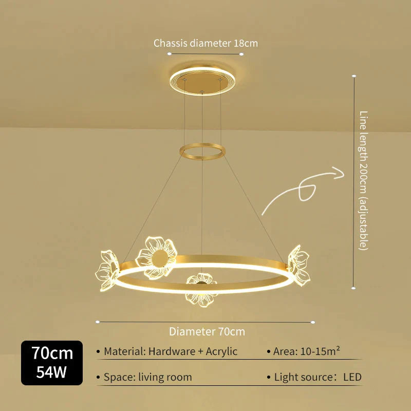 DecorBites™ Gold Butterfly LED Round Ceiling Chandelier for Living Room and Bedroom