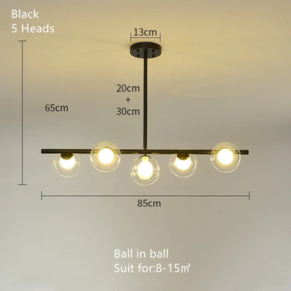 DecorBites™ Glass Ball Pendant Chandeliers LED Hanging Lights for Home Decor