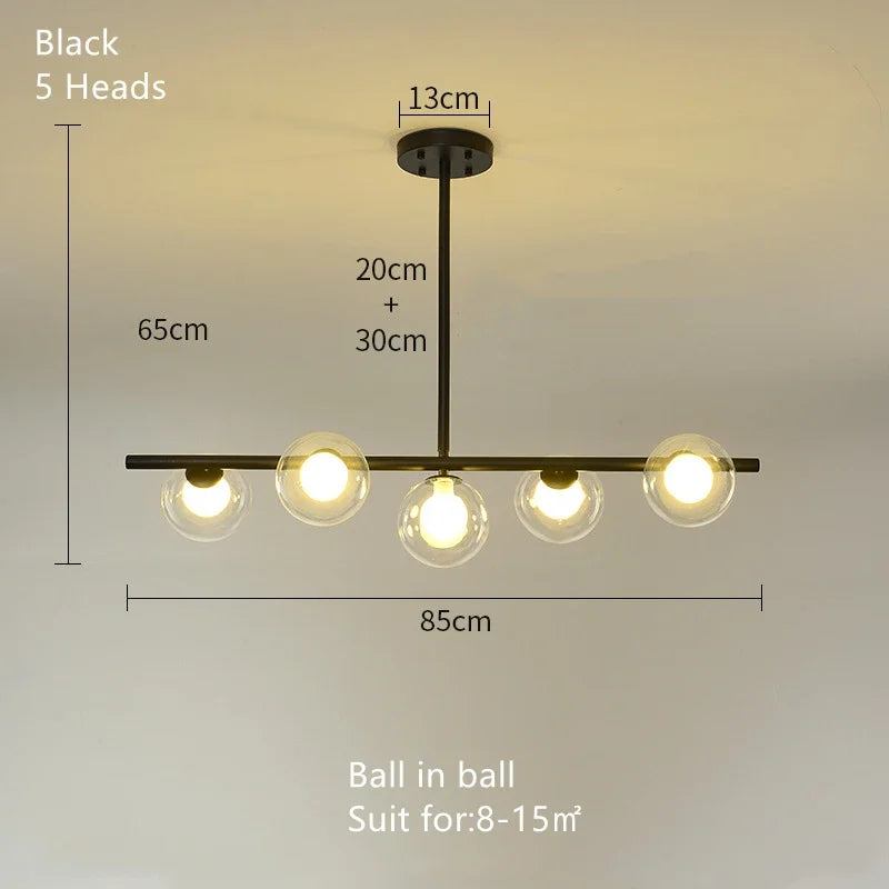 DecorBites™ Glass Ball Pendant Chandeliers - Modern LED Hanging Lights for Home Decor