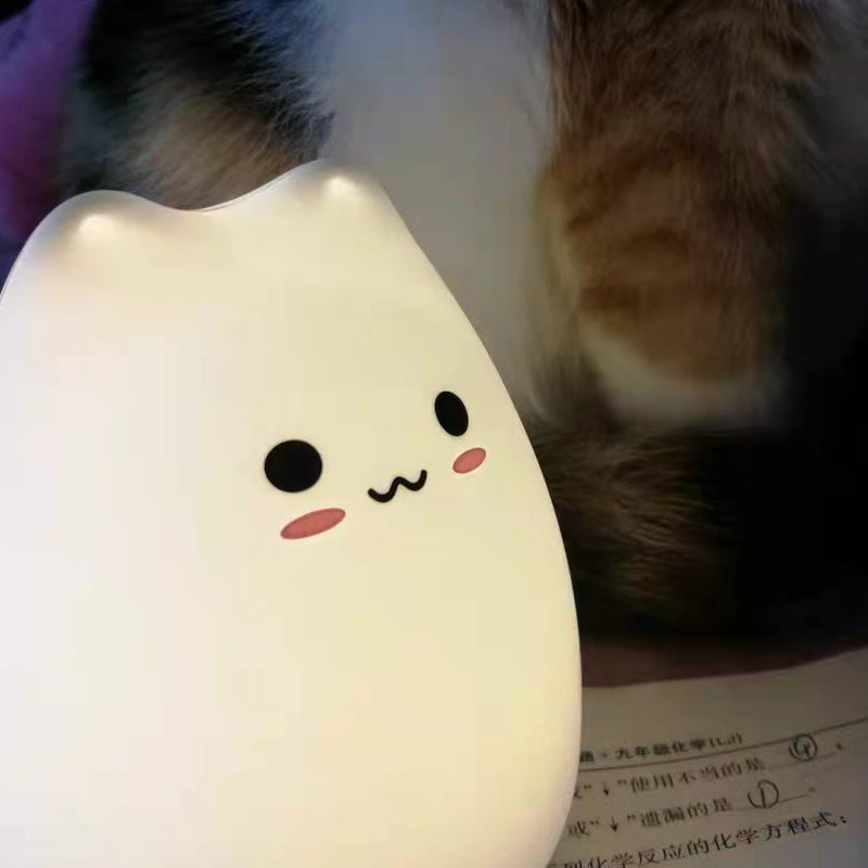 Mini Beliebte Katze Baby Nacht Lampe 7-farbe Pat Touch Farbwechsel Augenschutz Schlafzimmer Nacht Nacht Licht Geschenk Kinder 