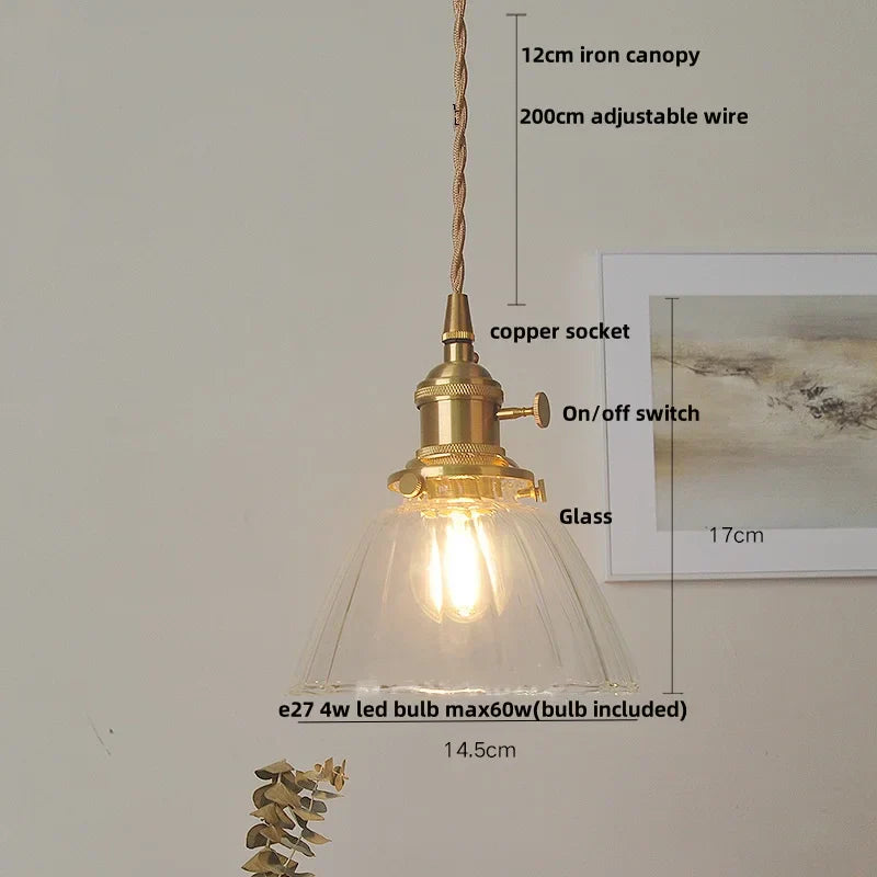 Brass Glass Pendant Light With Clear Shade Dining