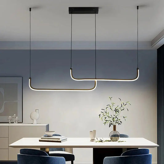Modern Black Aluminum Linear LED Pendant Light