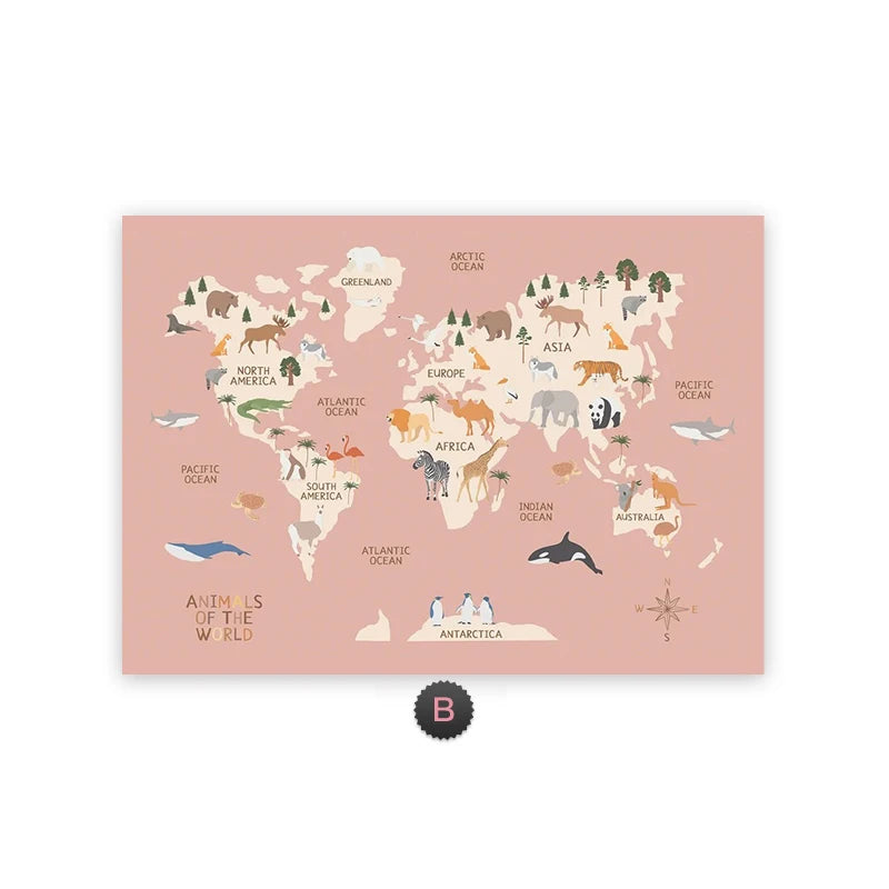 World Map Canvas Wall Art