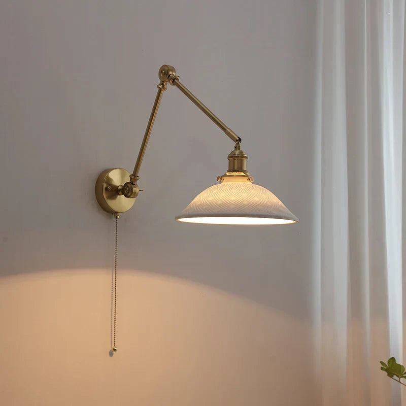 DecorBites™ Copper Swing Arm Wall Lights Sconce Up Down LED Modern Ceramic Lampshade