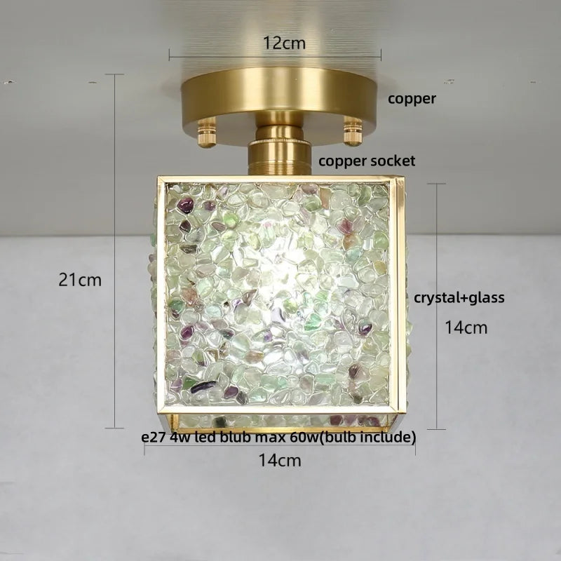 DecorBites™ Crystal Glass LED Ceiling Light Copper Canopy Nordic Modern Design