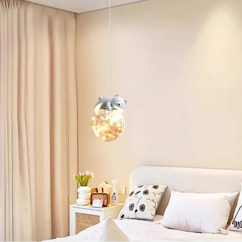 White Bear Bunny Pendant Light