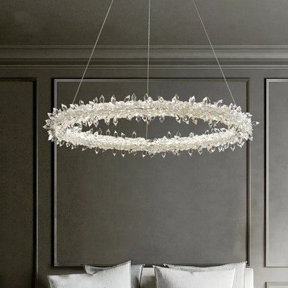 DecorBites™ Luxe Crystal Pendant Light - Dimmable LED Art Deco Circle Lamp