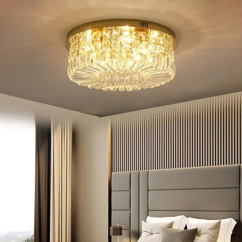 Gold Crystal LED Chandelier Ceiling 50cm