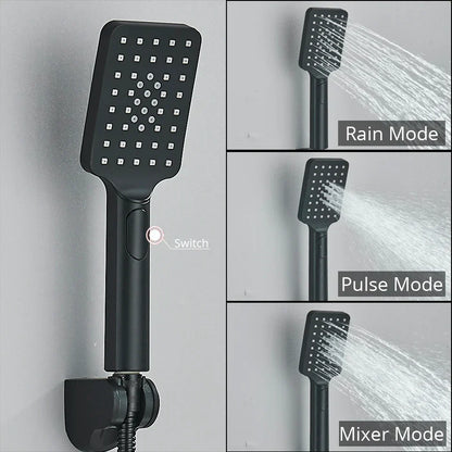 DecorBites™ Black/Chrome Thermostatic Shower Set with Brass Wall Mount Mixer Handle Spray
