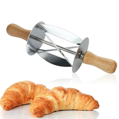 DecorBites™ Croissant Dough Cutter: Stainless Steel Handle, Pastry Wheel Knife for Baking