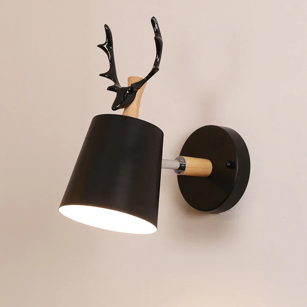 Wooden Antlers Wall Lamp