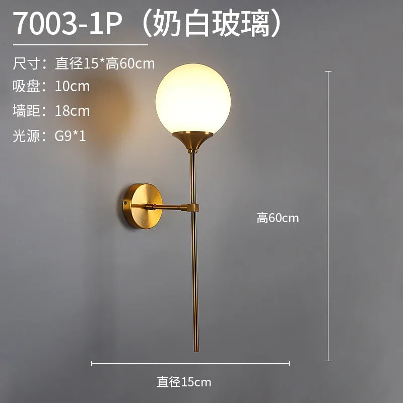 DecorBites™ Glass Ball Gold LED Wall Sconce Modern Nordic Indoor Lamp Fixture