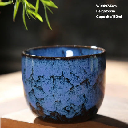 DecorBites™ Japanese Kiln Transformation Ceramic Tea Cup Espresso Coffee Mug Pottery Kung Fu Teacup