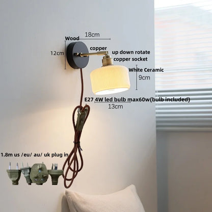 DecorBites™ Copper LED Wall Lights Pull Chain Switch Modern Bedside Lamp