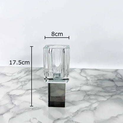 DecorBites™ Crystal Glass Vase with Artificial Flowers, Modern Home Decor