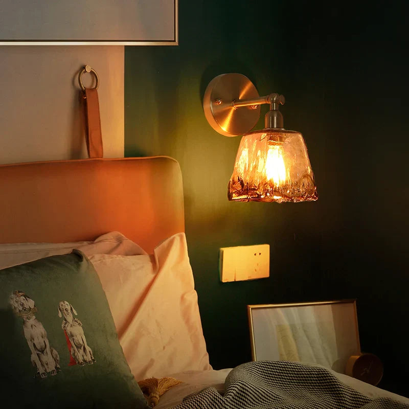 Amber Glass Wall Lamp Pull Chain Switch