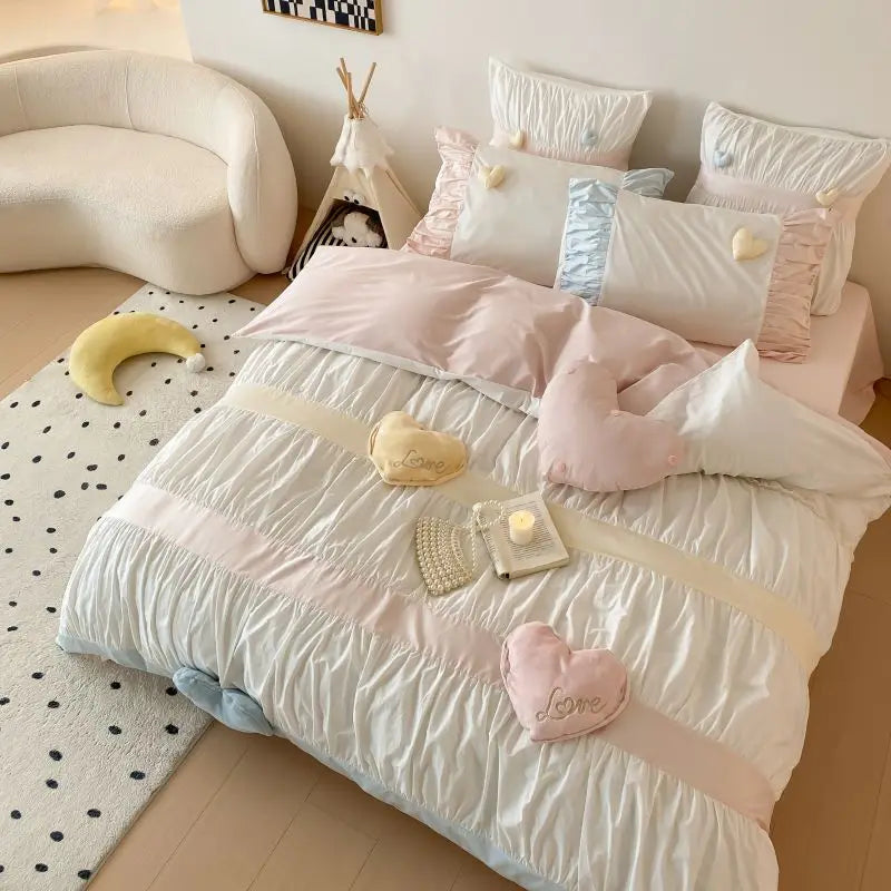 Cotton Heart Bedding Set