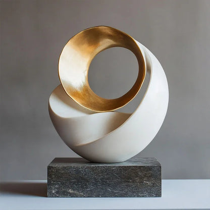 DecorBites™ Gold Geometric Abstract Resin Ring Figurines for Stylish Home Decor