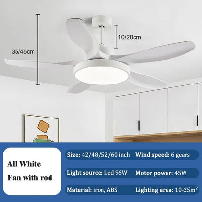 DecorBites™ LED Ceiling Fan with Remote Control for Living Bedroom, 48-60 Inch