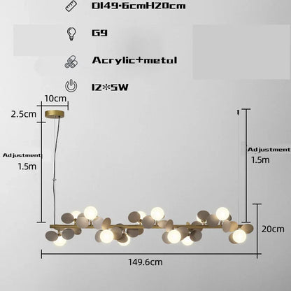 DecorBites™ Gold Metal G9 LED Pendant Chandelier with Acrylic Flower Decor