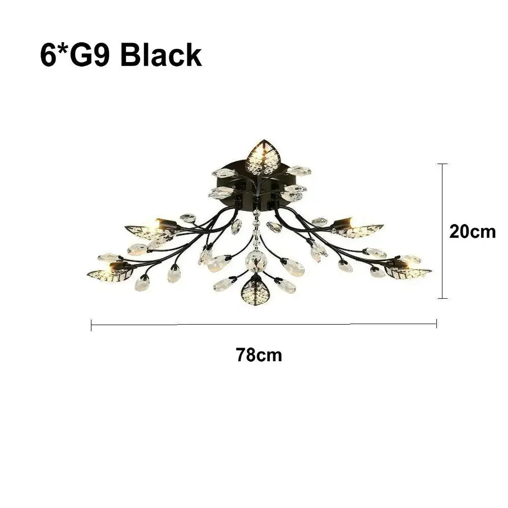 DecorBites™ Crystal Leaf LED Ceiling Chandelier: Industrial Retro Home Decor Lighting