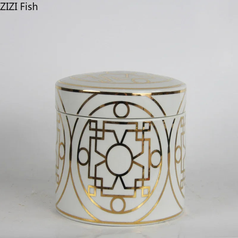 Gold Geometric Storage Jars