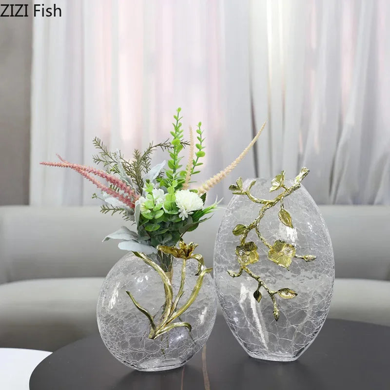 Gold Glass Floral Vase