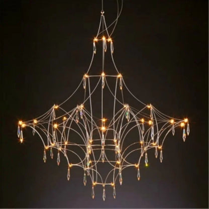 Italian Minimalist Crystal Pendant Light in Silver or Gold