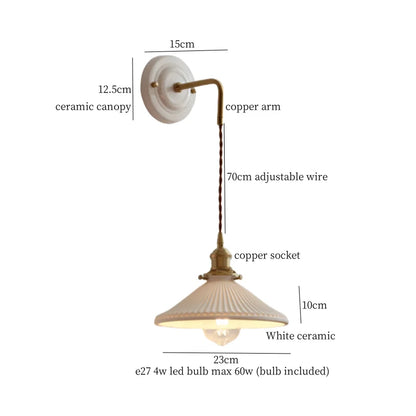 DecorBites™ Adjustable LED Wall Sconce Lamp Stripe Ceramic Copper Mirror Bedside