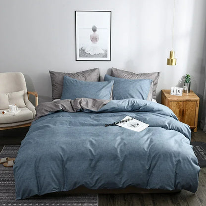 DecorBites™ King Size Duvet Cover Set - Soft Grain Polyester, Plain Design - Queen Bedding