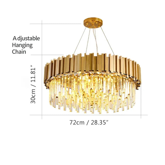 Gold Round Crystal Chandelier 72cm Hanging