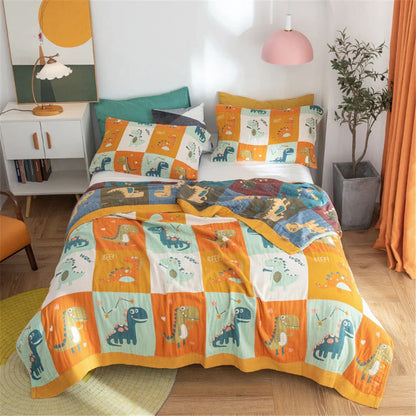 DecorBites™ Cotton Gauze Towel Blanket - Double Sided Yarn-Dyed Jacquard for Adult and Children