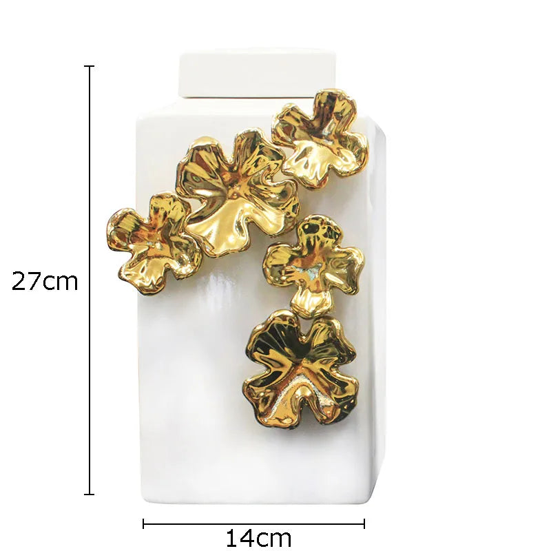 Gold Ceramic Relief Jar