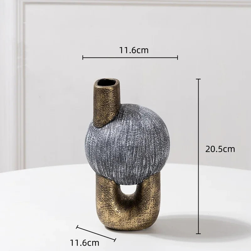 Gold Geometric Ceramic Enamel Flower Vase