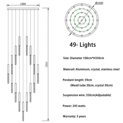 DecorBites™ Crystal LED Chandelier for Staircase & Living Room