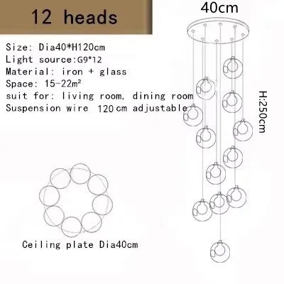 Contemporary LED Staircase Chandelier