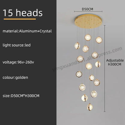 DecorBites™ Crystal Ball LED Rotating Stair Chandelier - Nordic Luxury Loft Bubble Design