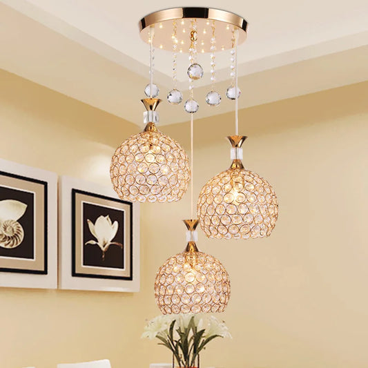 DecorBites™ Crystal Gold Ceiling Chandelier | Modern LED Luxury Lighting for Hall