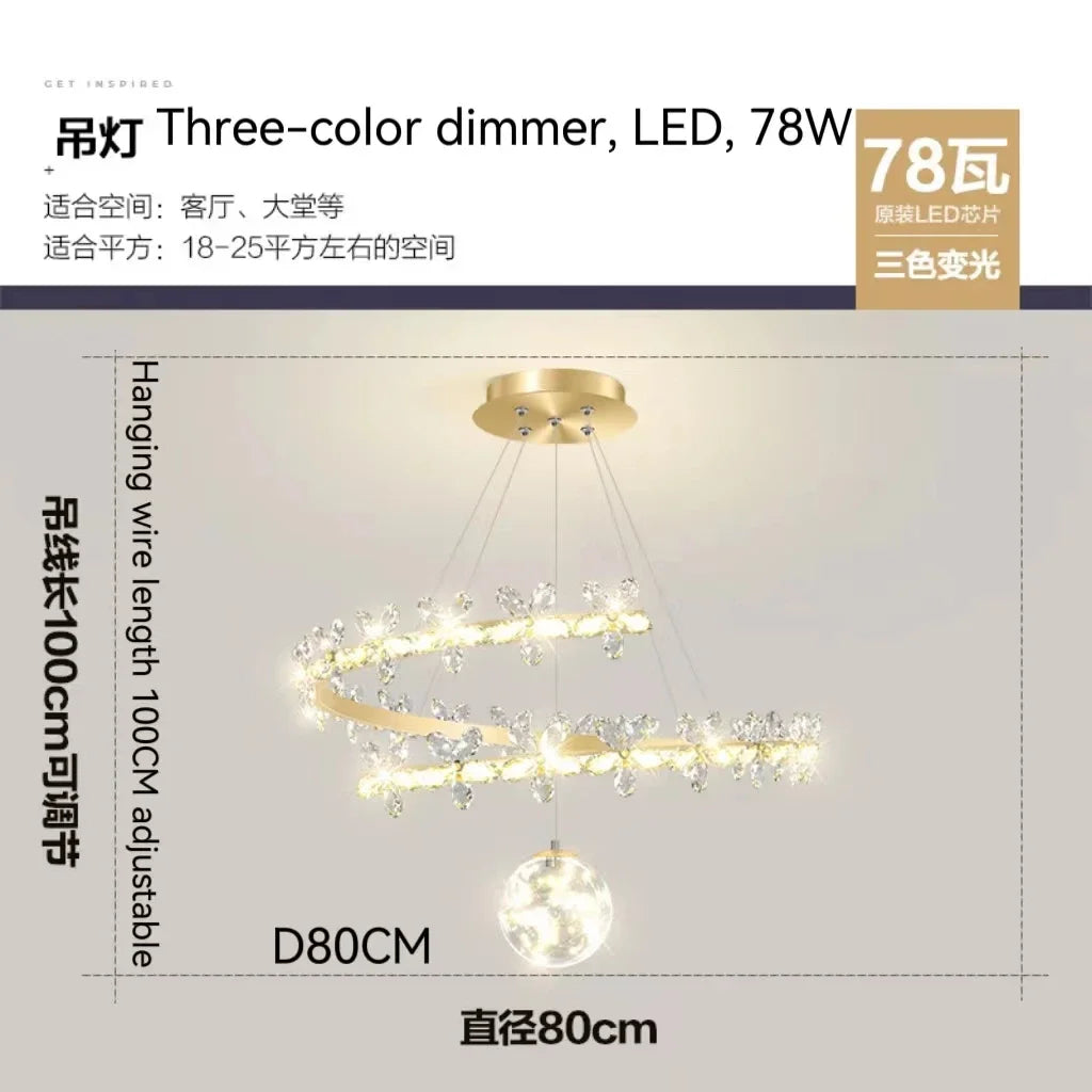 DecorBites™ Crystal Gold Ceiling Chandelier: Luxury Nordic Living Room Lamp