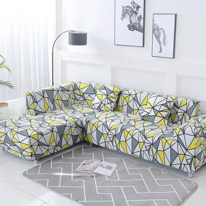 DecorBites™ Geometric Stretch Sofa Cover Slipcover | Couch Protector | L Shape Sofa Cover