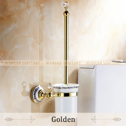 DecorBites™ Crystal Brass Gold Bathroom Accessories Set