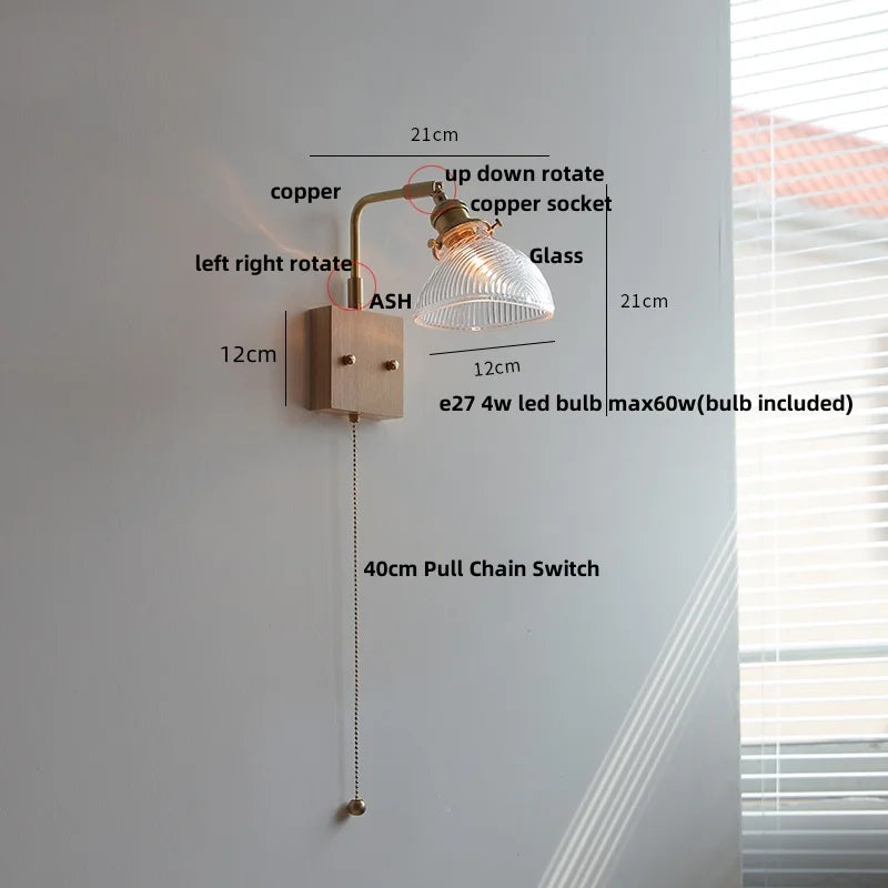 Brass Walnut Wall Sconce