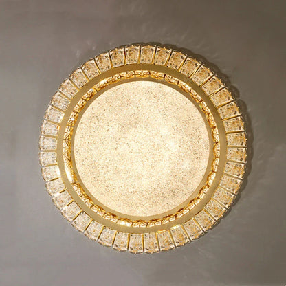 DecorBites™ Gold Crystal Ceiling Light: Nordic Modern Round Lighting Fixture for Bedroom and Restaurant