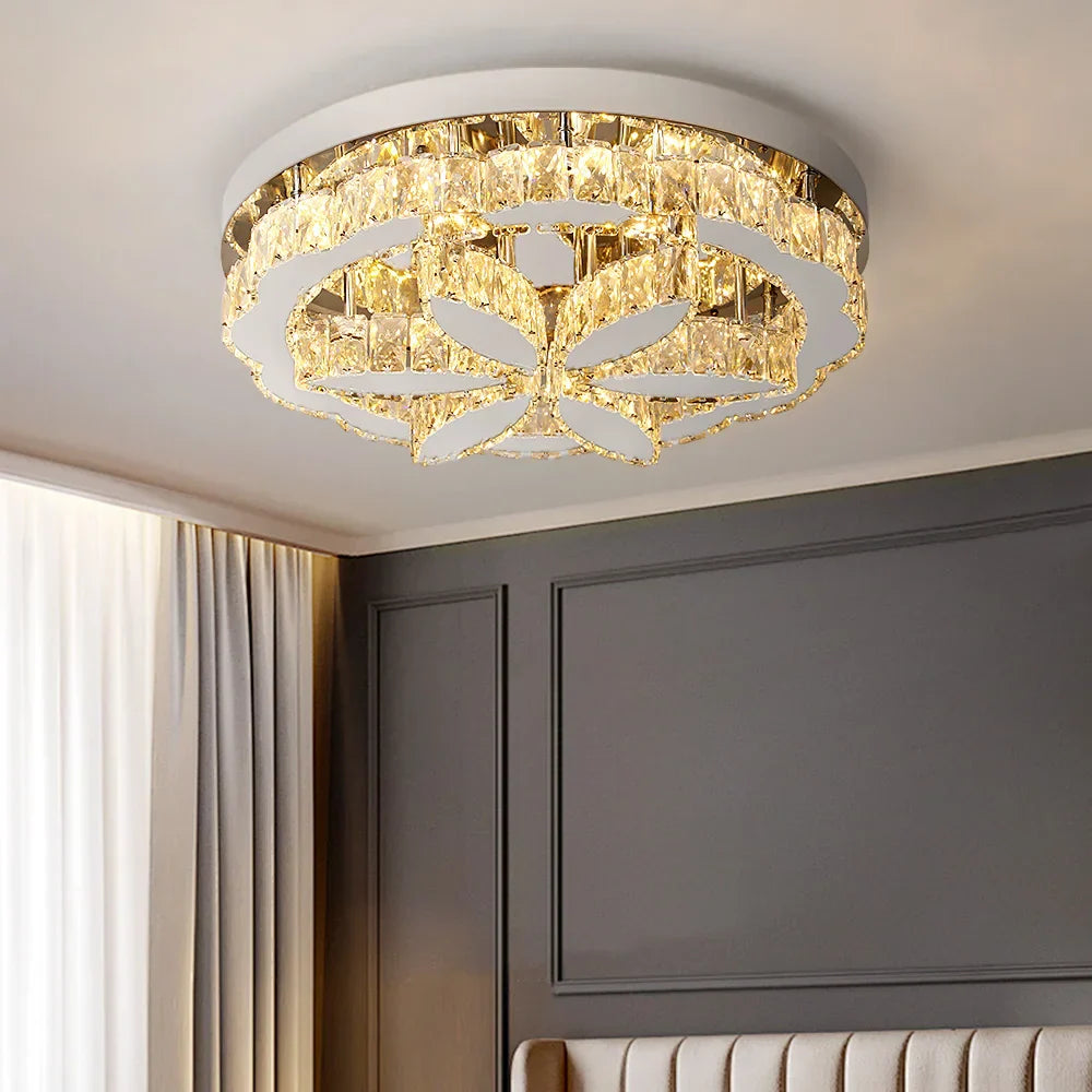 DecorBites™ Crystal Ceiling Chandelier: Modern LED Light with RC Dimming for Luxe Home Decor