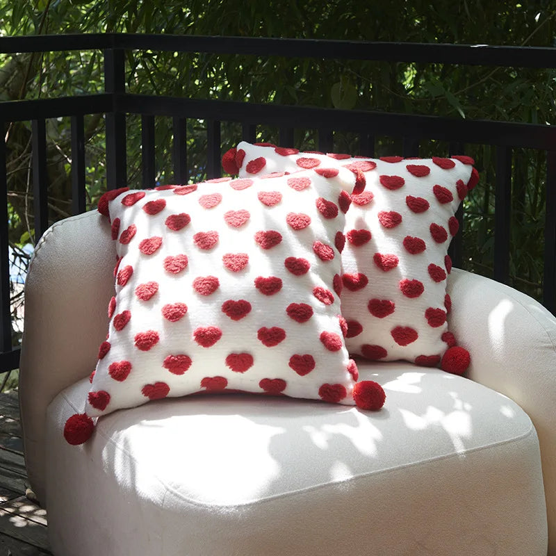 Embroidered Heart Cushion Covers