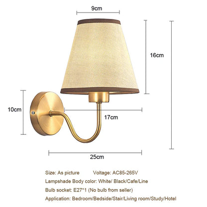 DecorBites™ Gold Fabric Wall Lamp: Modern Nordic Bedroom Light Fixture for Hotel Aisle & TV Background.