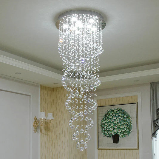 DecorBites™ Crystal LED Chandelier for Staircase Stair Luxury Hotel Pendant Lights