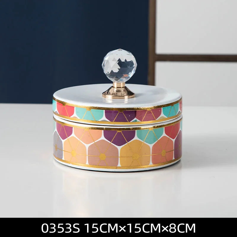 DecorBites™ Crystal Ball Ceramic Jewelry Box: Decorative Storage Jar for Home Organization