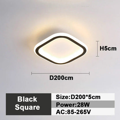 DecorBites™ LED Ceiling Lamp: Square Round Indoor Lighting, Bedroom, Entrance Hall, Neutral/Cool/Warm White